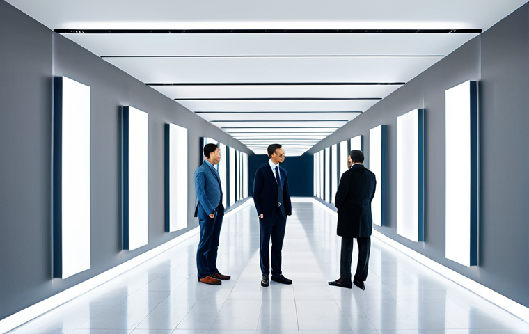 A conceptual art piece illustrating subtle societal dynamics, depicted through a clean, modern architectural space with intersecting and diverging luminous pathways. The scene features abstract human-like forms, fully clothed in professional, modest attire, positioned in thoughtful, natural poses. The overall impression is one of complex social fabric, highlighting connections and slight separations in a harmonious, reflective manner. Perfect anatomy, correct proportions, well-formed hands, proper finger count, natural body proportions. High-resolution, professional photography, soft studio lighting. Safe for work, appropriate content, fully clothed, family-friendly.