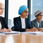 종교적 자유와 법적 한계 - **Prompt 1: Diverse Workplace Harmony**
    "A modern, brightly lit office environment with a divers...